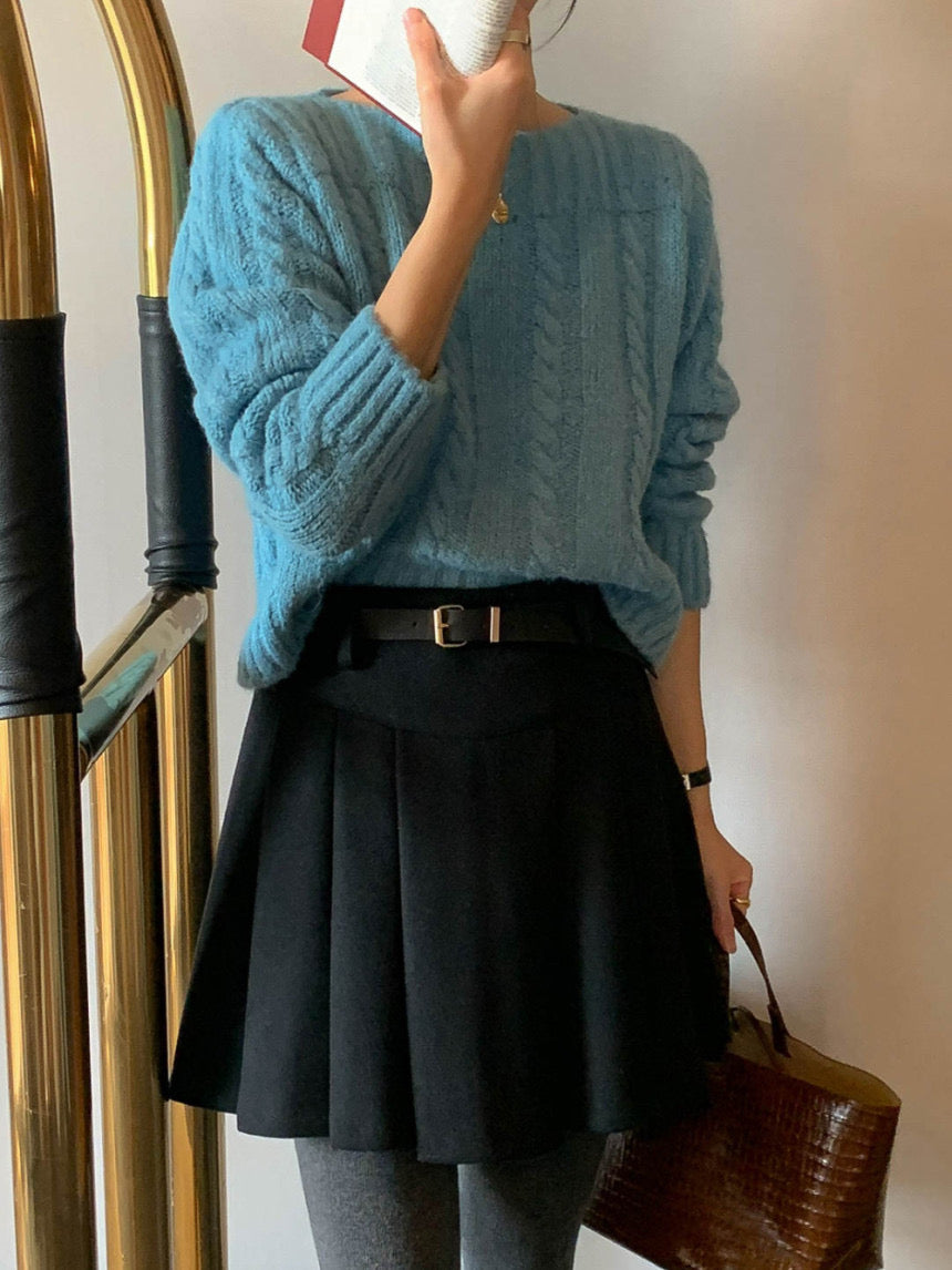 [S,M] Tommy Wool Skirt + Belt
