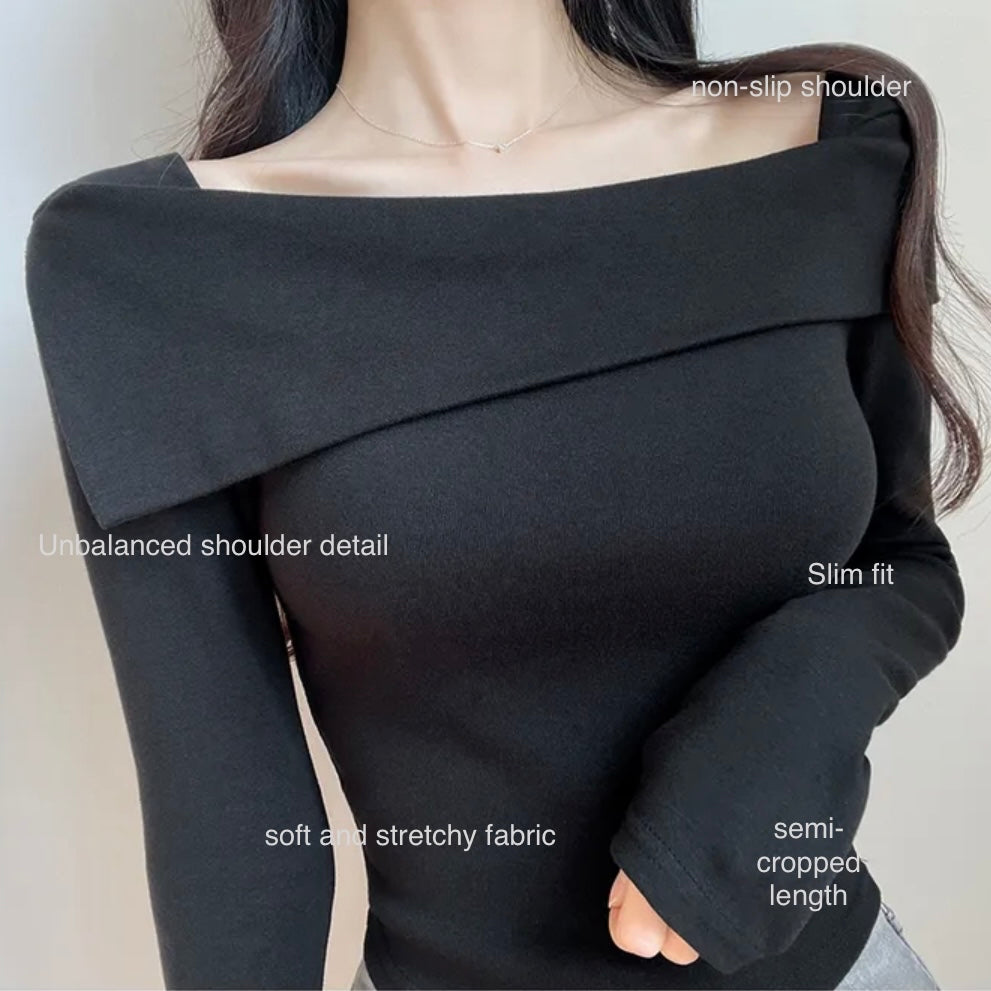 Unbalanced Shoulder Long Sleeve