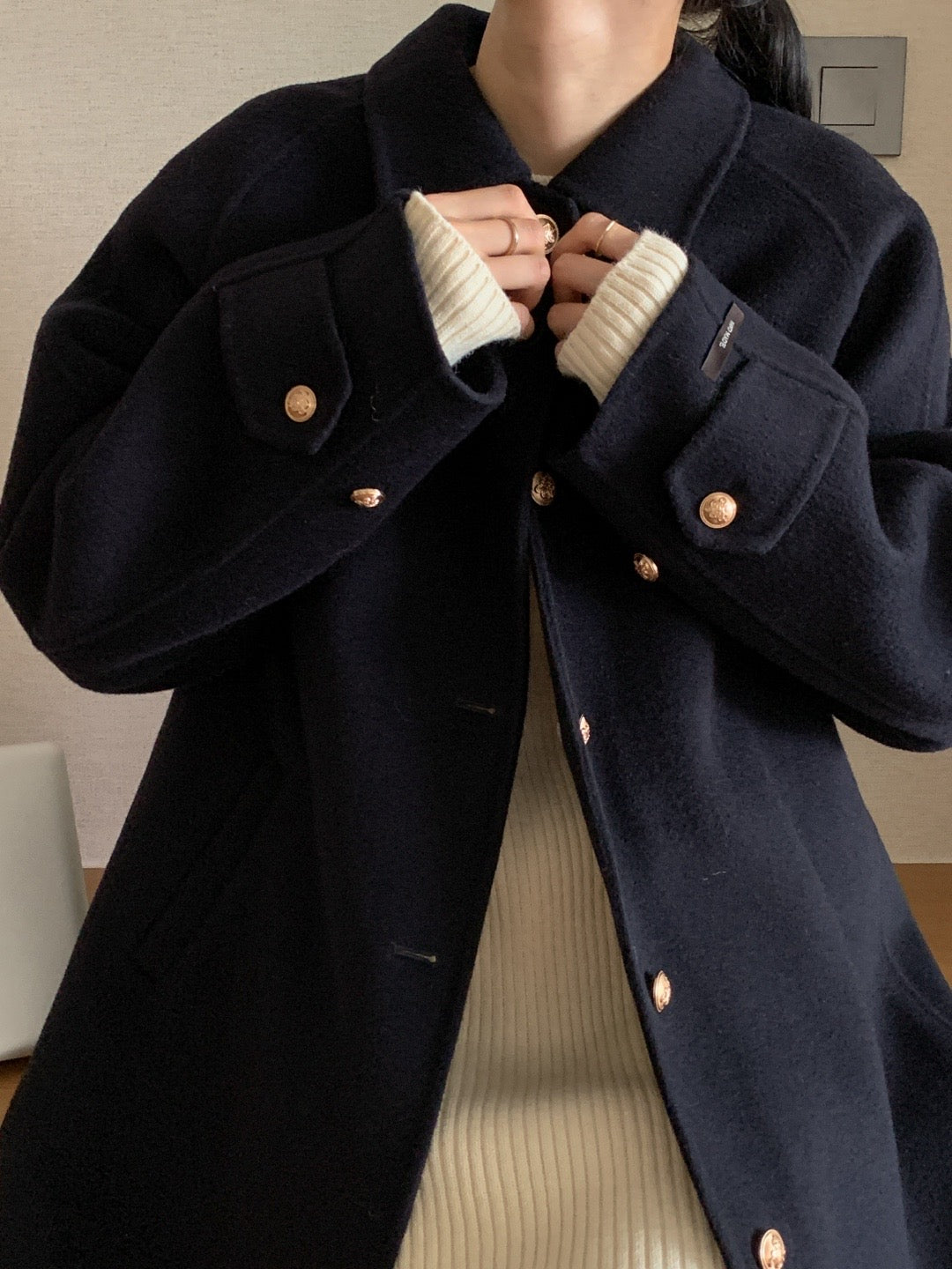 Premium Clair Wool Coat with Inner Padded Vest