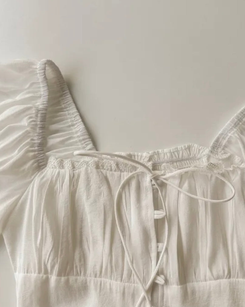 Square-Neck Cropped Blouse