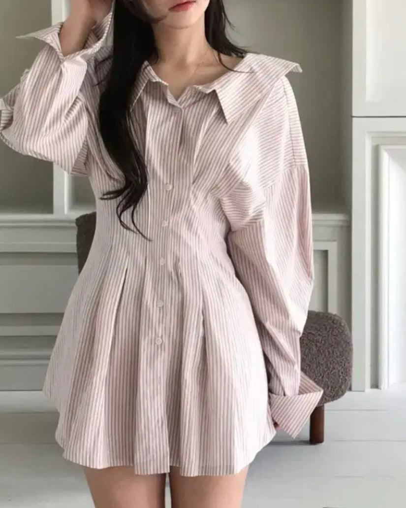 [ Pre-order ] Back Strap Shirt Mini Dress