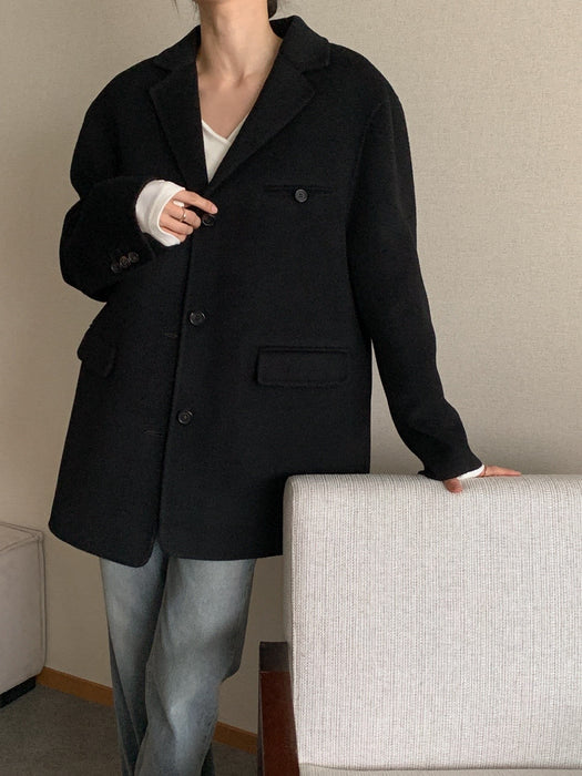 Black 100% Wool Jacket with Padded Vest