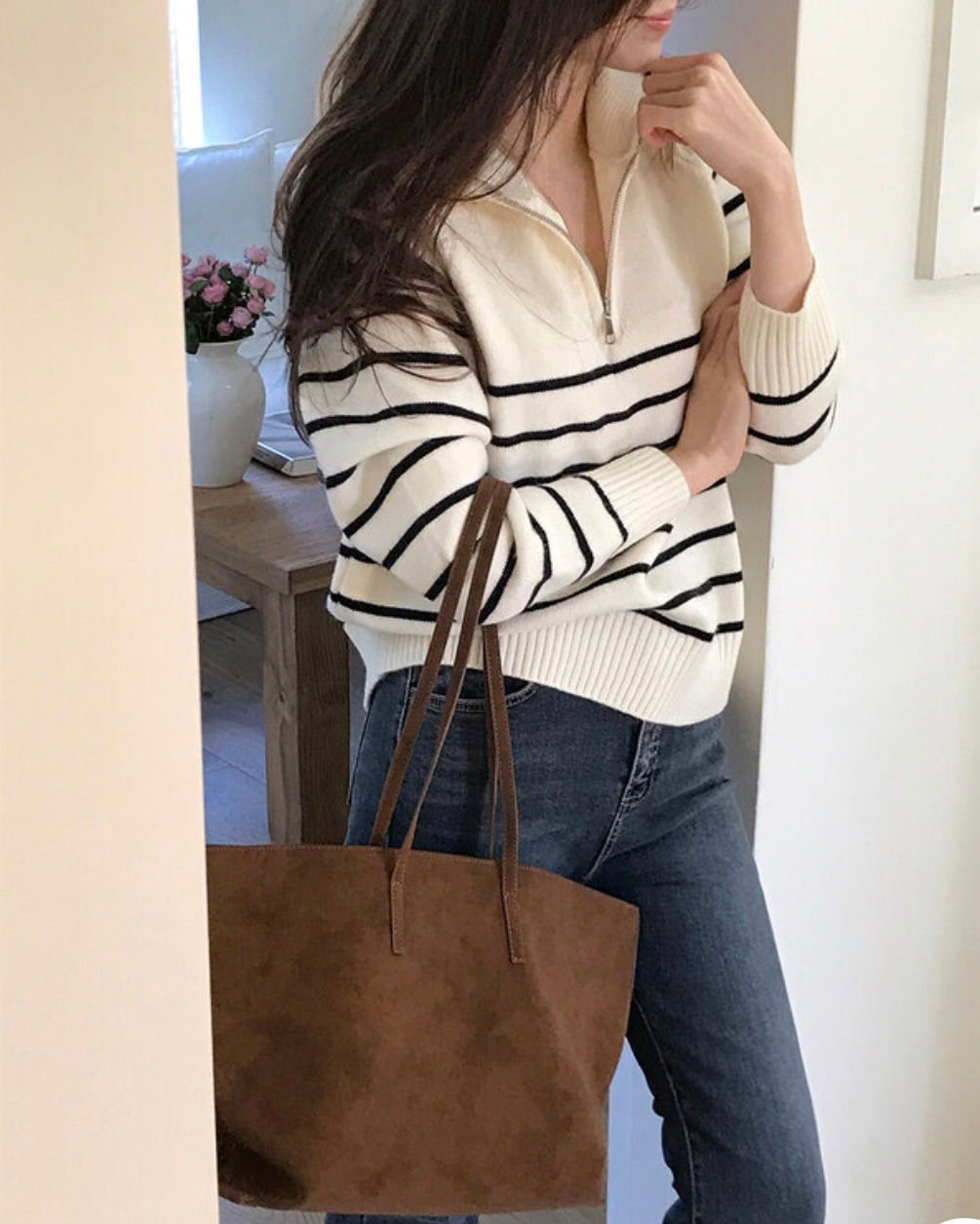 Soy Striped Half Zip-Up