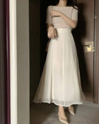 Chiffon Banding Flared Skirt