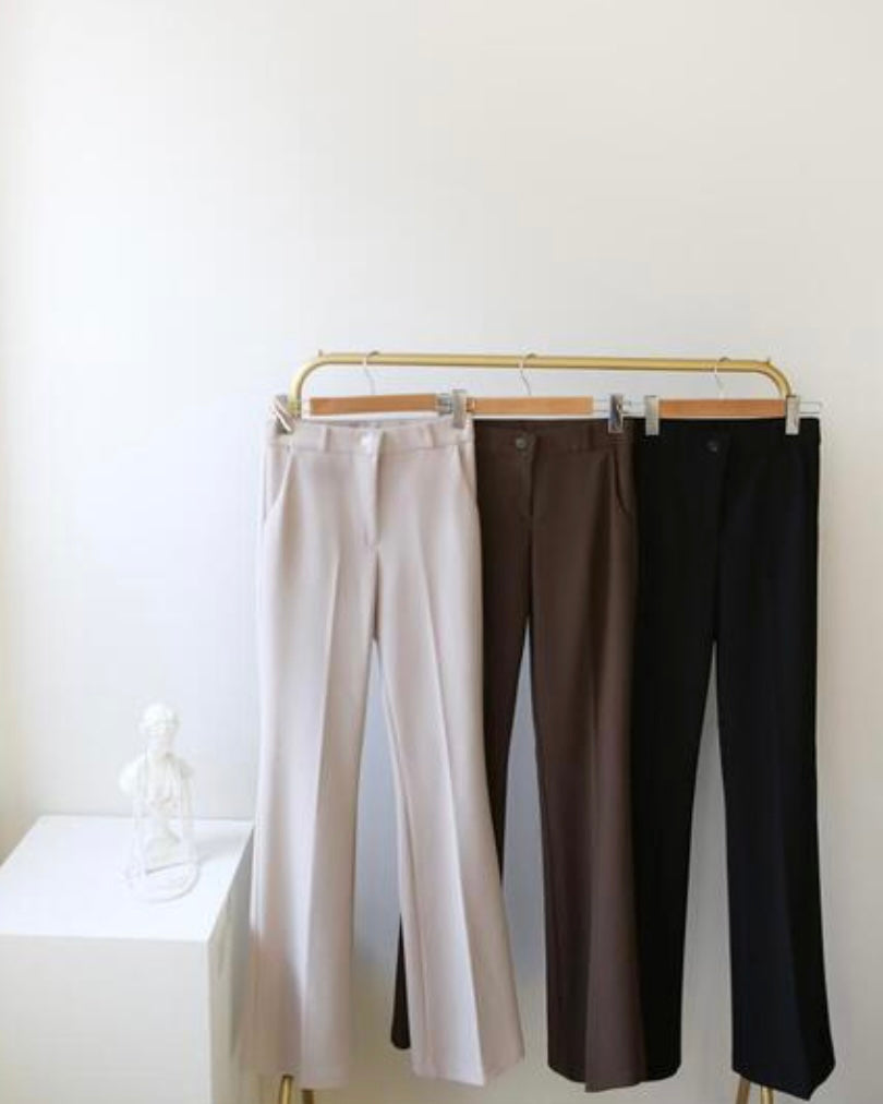 [S,M] Hidden Banding Flared Slacks