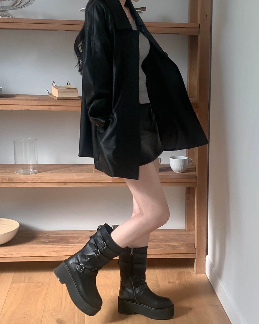 Roel Leather Half Jacket
