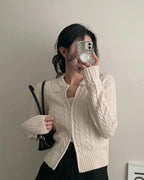 Cable Knit Zip-Up Cardigan