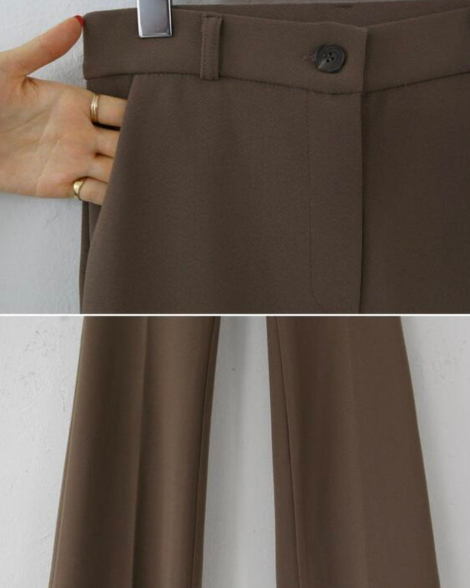 [S,M] Hidden Banding Flared Slacks
