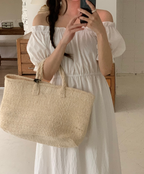 Off-Shoulder Back Ribbon Dress