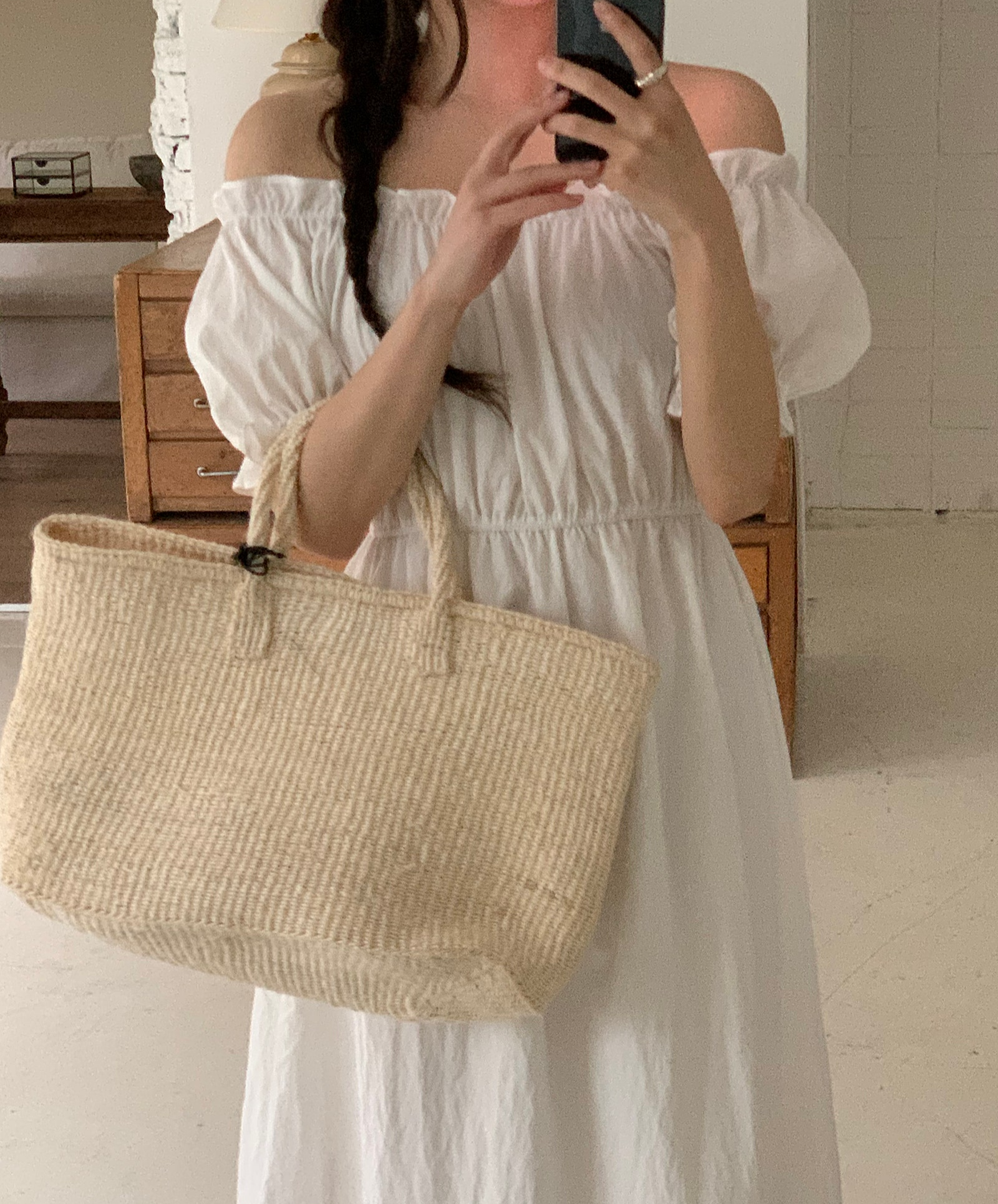 Off-Shoulder Back Ribbon Dress