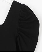 Puff Shoulder Square-Neck Short Sleeve