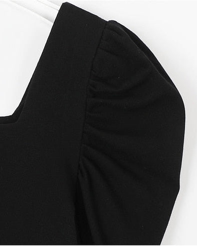 Puff Shoulder Square-Neck Short Sleeve