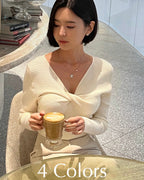Vivian Twist V-Neck Knit Top