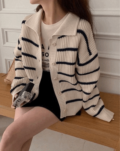 Striped Collor Cardigan