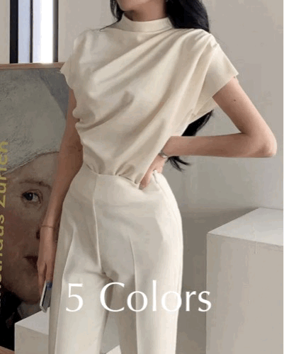 Shirring Half-Neck Top