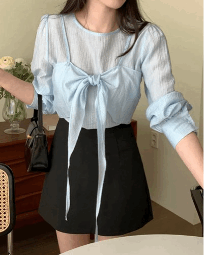 Ribbon Bustier Blouse