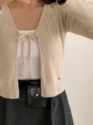 Cashmere Wool Ribbon Cardigan