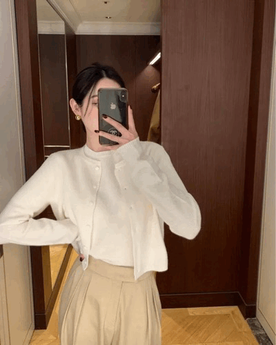 Knitted Short-Sleeves Cardigan Set