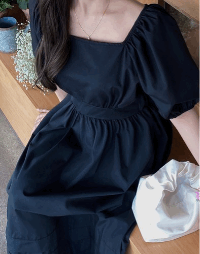 Puff Shoulder Long Dress