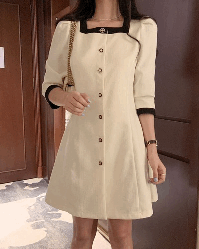 Square-Neck Tweed Dress