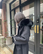 Fur Hoodie 100% Wool Coat