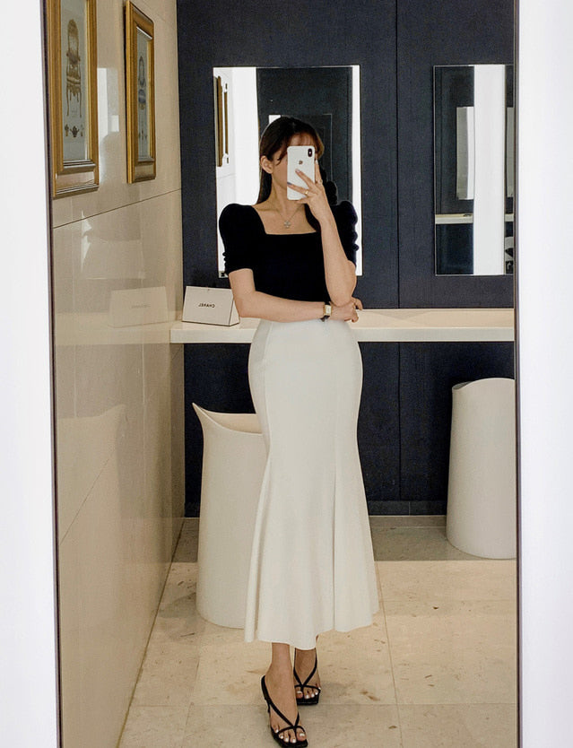 Puff Shoulder Square-Neck Short Sleeve