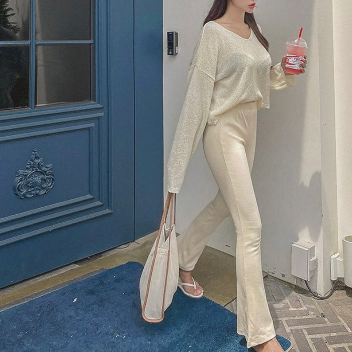 Ribbed Flare Pants