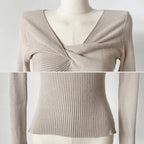 Vivian Twist V-Neck Knit Top