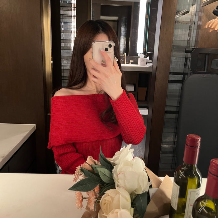 Off-Shoulder Knit Dress