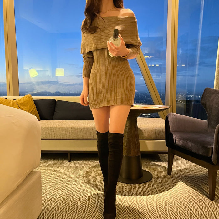 Off-Shoulder Knit Dress