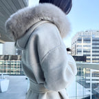 Fur Hoodie 100% Wool Coat