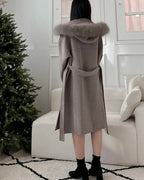 Fur Hoodie 100% Wool Coat