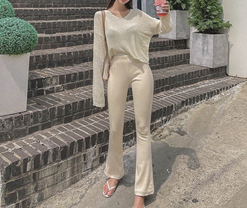 Ribbed Flare Pants