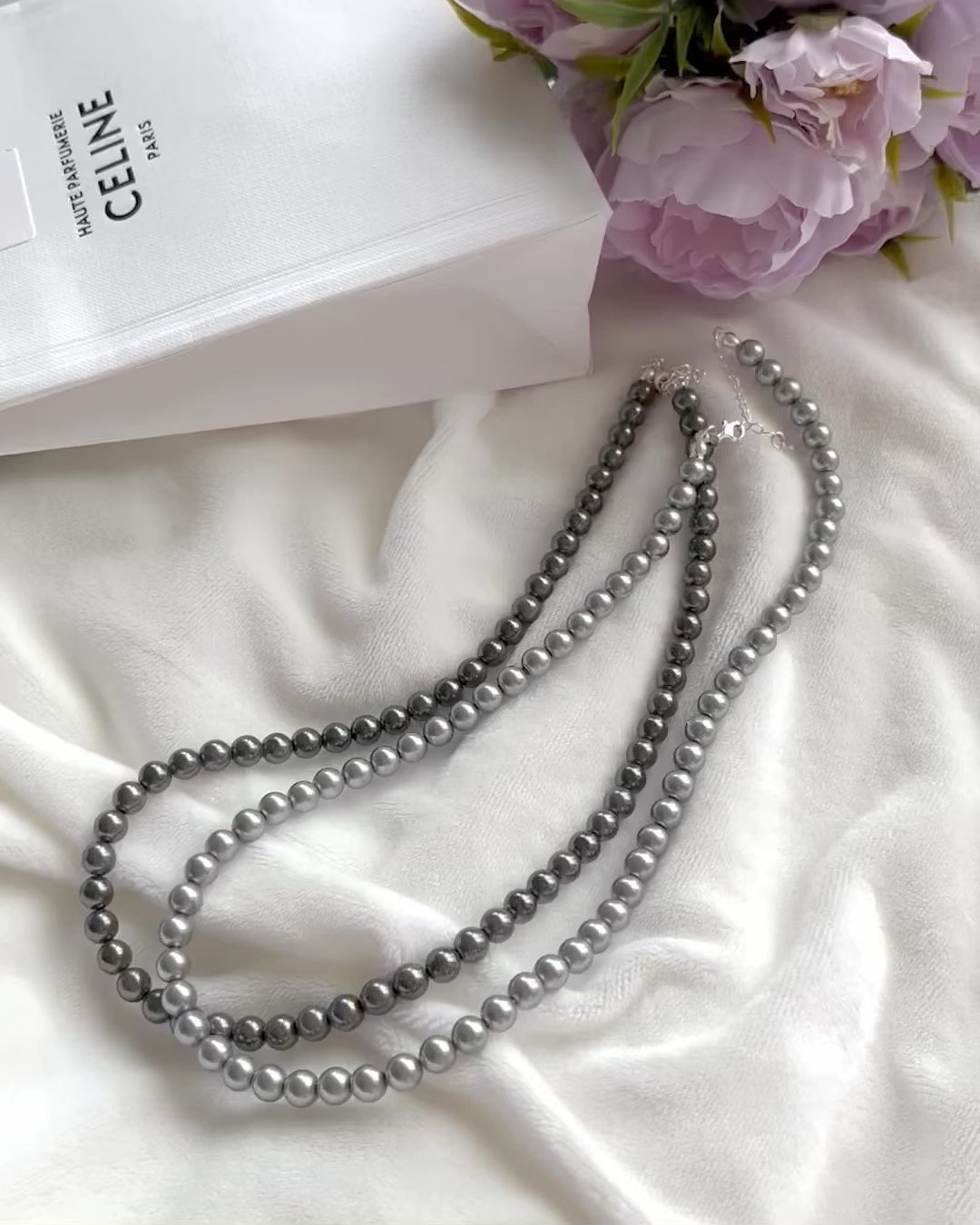 Grey Pearl Silver Necklace